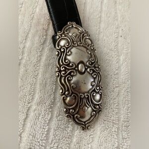 leather belt with silver tone buckle!